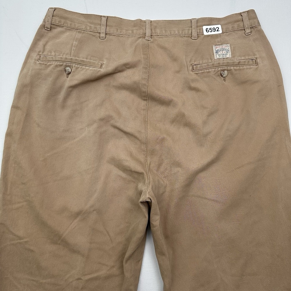 VTG Polo Ralph Lauren Pleated Chino Pants Mens 36 FIT 34x32 Khaki Beige Relaxed